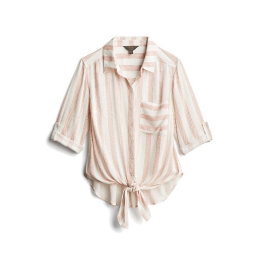 Mix by 41 Hawthorn Women's Sewell Stripes‎ Tie Front Shirt Size XL NEW